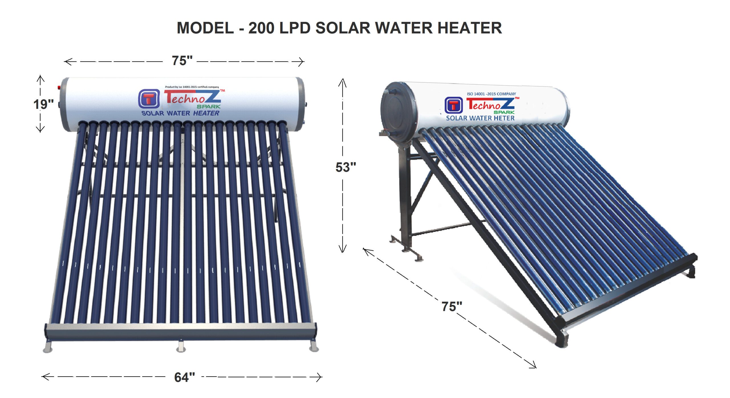 200 LPD Solar Heater Dimentions - Image 2